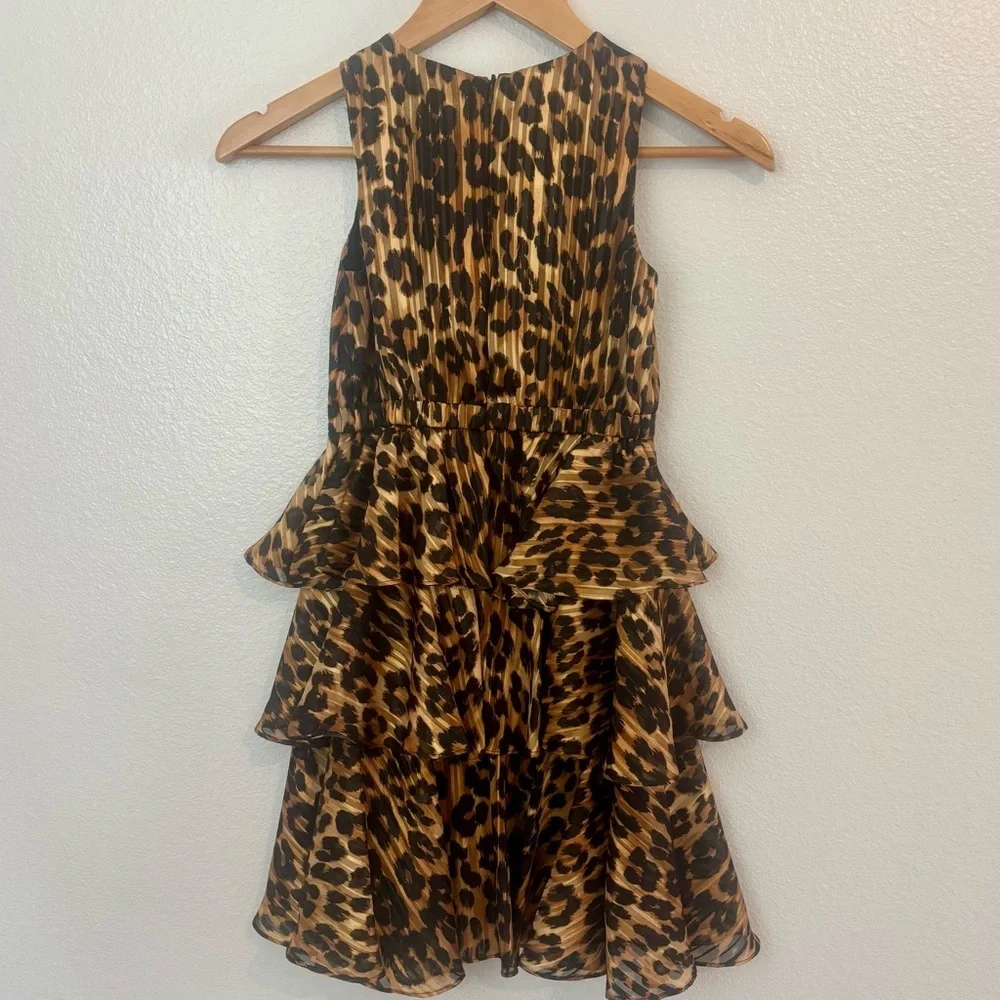Milly Minis Leopard Print Tiered Ruffle Dress Girls Size 7/8